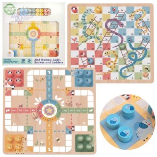 WOOPIE GREEN Gry Planszowe Logiczne 2w1 Ludo Chińczyk + Uwolnij Zwierzątka