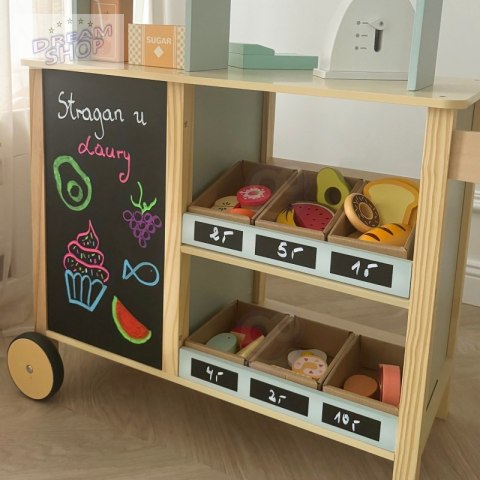 WOOPIE GREEN Sklepik Duży Wielofunkcyjny Drewniany Stragan Food Truck 73 el WOOPIE GREEN Sklepik Duży Wielofunkcyjny Drewniany Stragan Food Truck 73 el