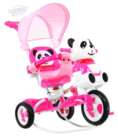 3-kołowy Rowerek dla dzieci Panda Różowy + Dźwięki + Daszek + Barierka + Podnóżek + Rączka + Płozy + Schowek 3-kołowy Rowerek dla dzieci Panda Różowy + Dźwięki + Daszek + Barierka + Podnóżek + Rączka + Płozy + Schowek