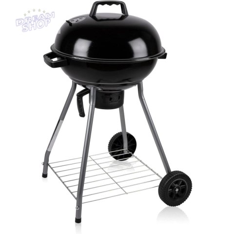 GRILL OGRODOWY KULISTY REX STALOWY 46CM Z POPIELNIKIEM