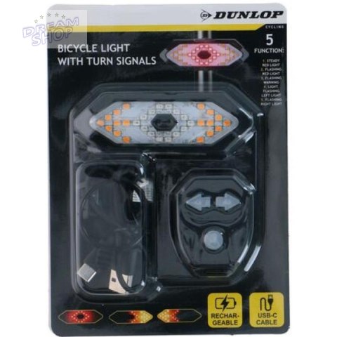 LAMPKA ROWEROWA TYŁ Z SYGNALIZATOREM LED ŁADOWANIE USB DUNLOP LAMPKA ROWEROWA TYŁ Z SYGNALIZATOREM LED ŁADOWANIE USB DUNLOP