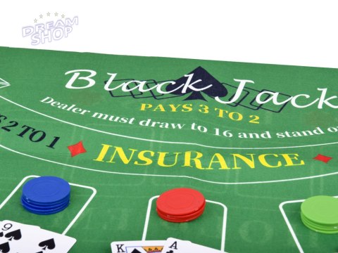 Zestaw Gra karciana 2w1 Poker i BlackJack Żetony + karty + plansza GR0706 Zestaw Gra karciana 2w1 Poker i BlackJack Żetony + karty + plansza GR0706