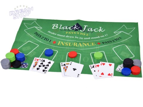 Zestaw Gra karciana 2w1 Poker i BlackJack Żetony + karty + plansza GR0706 Zestaw Gra karciana 2w1 Poker i BlackJack Żetony + karty + plansza GR0706