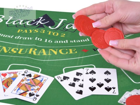 Zestaw Gra karciana 2w1 Poker i BlackJack Żetony + karty + plansza GR0706 Zestaw Gra karciana 2w1 Poker i BlackJack Żetony + karty + plansza GR0706