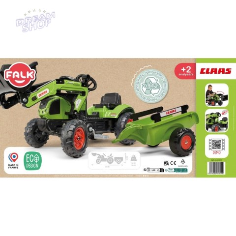 Falk Traktor Claas z Przyczepą i Łyżką na pedały