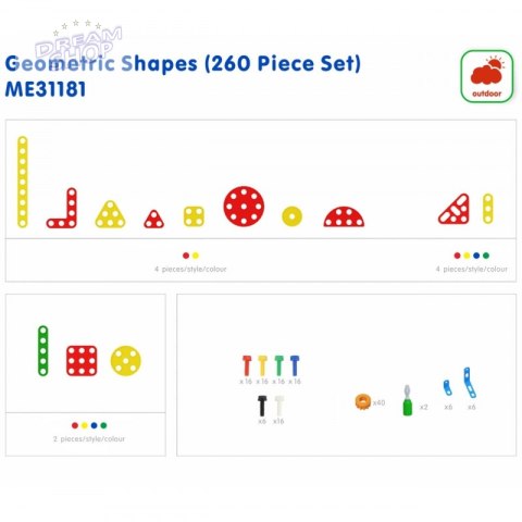 MASTERKIDZ Zestaw Geometrycznych Kształtów Klocków do Paneli Ściennych STEM 260 el.