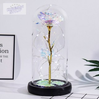 Wieczna Róża W Kopule Kryształowa Kolorowa Oświetlenie LED 21x11cm