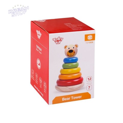 TOOKY TOY Drewniana Układanka Piramidka Miś TOOKY TOY Drewniana Układanka Piramidka Miś