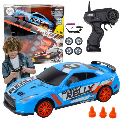 Autko Sportowe Zdalnie Sterowane R/C 1:24 Niebieski Wymienne Koła