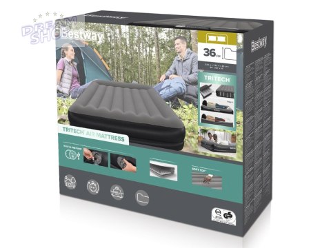 Bestway dmuchany Materac Tritech z wbudowaną pompką USB 152x203cm 671BU Bestway dmuchany Materac Tritech z wbudowaną pompką USB 152x203cm 671BU