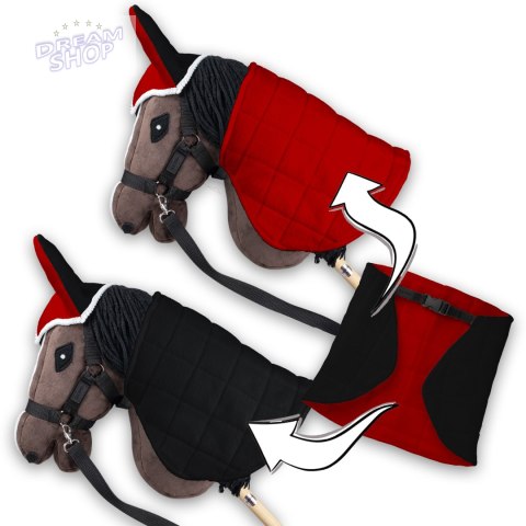 Derka dwustronna i nauszniki Skippi dla Hobby Horse - czerwona i czarna Derka dwustronna i nauszniki Skippi dla Hobby Horse - czerwona i czarna