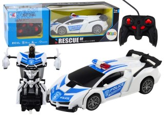 Samochód R/C Policyjny 2w1 Auto Robot Dźwięki Światła