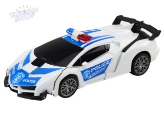 Samochód R/C Policyjny 2w1 Auto Robot Dźwięki Światła