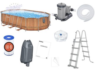 Bestway Basen stelażowy 610x366x122 deska 10w1 pompa drabinka + LED 56719