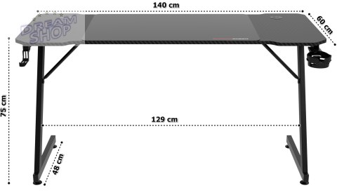 Biurko gamingowe SHADOW GAMER 1.0 140 cm podkładka