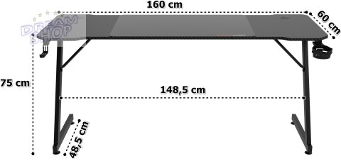 Biurko gamingowe SHADOW GAMER 1.1 160 cm podkładka