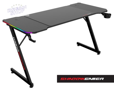 Biurko gamingowe SHADOW GAMER 2.0 140 cm LED RGB podkładka Biurko gamingowe SHADOW GAMER 2.0 140 cm LED RGB podkładka