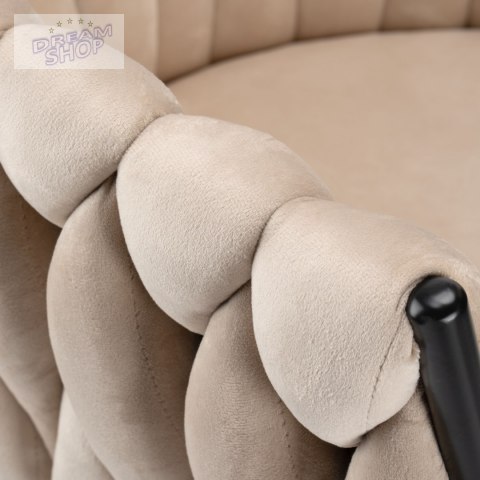 Krzesło welurowe plecione COFTON Black Velvet Beżowy Krzesło welurowe plecione COFTON Black Velvet Beżowy
