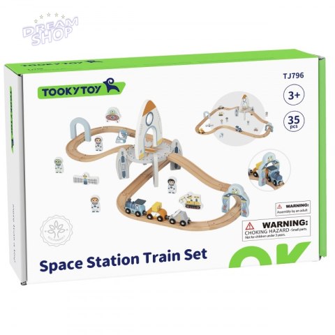 TOOKY TOY Drewniana Kolejka Kosmiczna Zestaw Tory