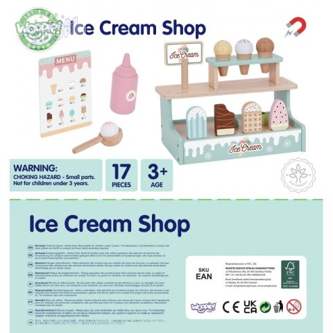 WOOPIE GREEN Drewniana Lodziarnia Sklepik Zestaw z Lodami Stragan 16 EL WOOPIE GREEN Drewniana Lodziarnia Sklepik Zestaw z Lodami Stragan 16 EL