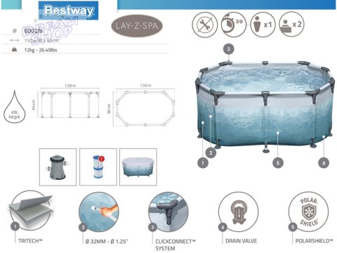 Bestway Zestaw Zbiornik do MORSOWANIA Glacial Dip + pompa 150x90cm 6002N Bestway Zestaw Zbiornik do MORSOWANIA Glacial Dip + pompa 150x90cm 6002N