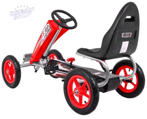 Gokart Full Ahead AIR na pedały dla dzieci 3+ Czerwony + Regulacja siedziska + Pompowane koła + Hamulec ręczny Gokart Full Ahead AIR na pedały dla dzieci 3+ Czerwony + Regulacja siedziska + Pompowane koła + Hamulec ręczny