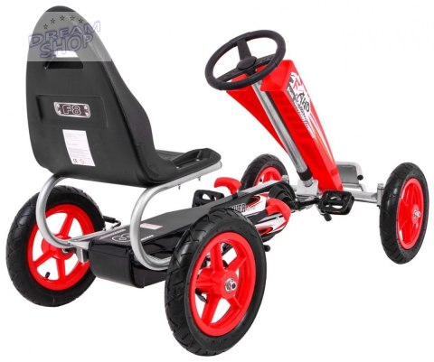 Gokart Full Ahead AIR na pedały dla dzieci 3+ Czerwony + Regulacja siedziska + Pompowane koła + Hamulec ręczny Gokart Full Ahead AIR na pedały dla dzieci 3+ Czerwony + Regulacja siedziska + Pompowane koła + Hamulec ręczny