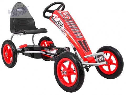 Gokart Full Ahead AIR na pedały dla dzieci 3+ Czerwony + Regulacja siedziska + Pompowane koła + Hamulec ręczny Gokart Full Ahead AIR na pedały dla dzieci 3+ Czerwony + Regulacja siedziska + Pompowane koła + Hamulec ręczny