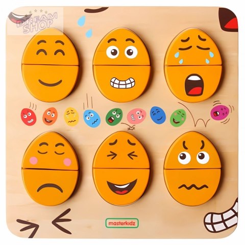 MASTERKIDZ Tablica do Nauki Emocji Drewniane Jajka jaki Humor?