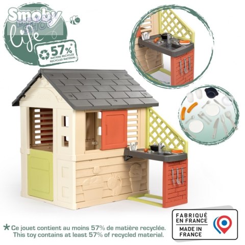 Smoby Domek Nature z kuchnią + 17 akcesoriów Smoby Domek Nature z kuchnią + 17 akcesoriów