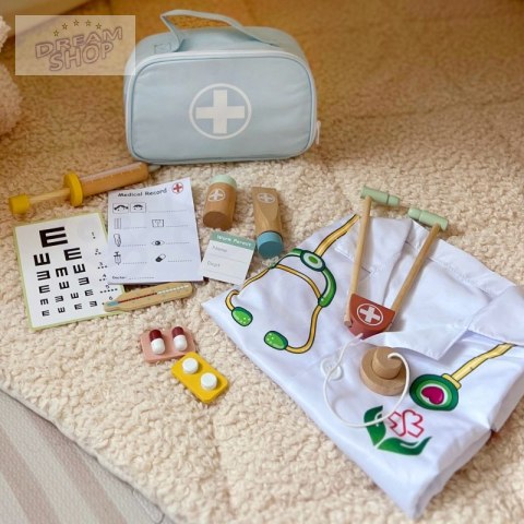 TOOKY TOY Drewniany Zestaw Małego Lekarza Doktora w Walizce z Akcesoriami