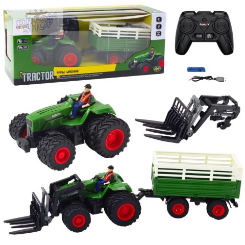 Traktor Rolniczy Z Przyczepą i Widłami Podwójne Koła Zdalnie Sterowany RC Traktor Rolniczy Z Przyczepą i Widłami Podwójne Koła Zdalnie Sterowany RC