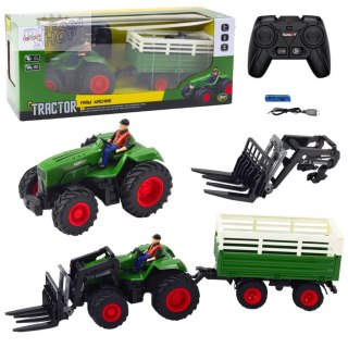 Traktor Rolniczy Z Przyczepą i Widłami Zdalnie Sterowany RC 2.4G