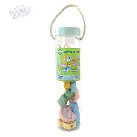 WOOPIE GREEN Drewniana Nawlekanka Klocki Przeplatanka ZOO Montessori13 EL