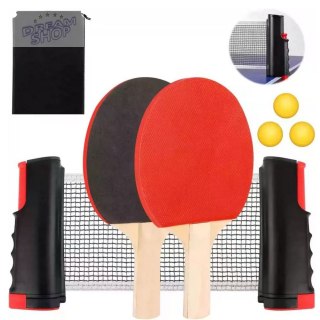 Zestaw Do Ping Ponga Tenis Stołowy Siatka Paletki Piłeczki 6szt