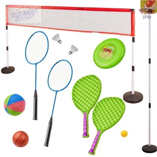 Zestaw sportowy 5w1 badminton koszykówka siatkówka tenis frisbee