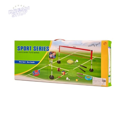 Zestaw sportowy 5w1 badminton koszykówka siatkówka tenis frisbee Zestaw sportowy 5w1 badminton koszykówka siatkówka tenis frisbee