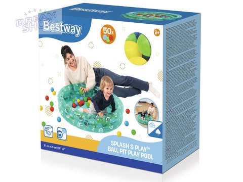 Basenik zielony z kulkami 91cm x 20cm Bestway + 50 kulek 51141