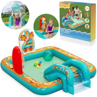 Bestway Dmuchany plac zabaw RETRO Zjeżdżalnia + zraszacz + piłki 53164