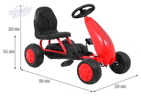 Pierwszy Gokart na pedały dla najmłodszych Czerwony + Napęd łańcuchowy + Koła z gumą Pierwszy Gokart na pedały dla najmłodszych Czerwony + Napęd łańcuchowy + Koła z gumą