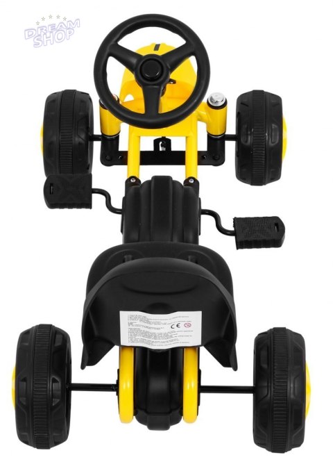 Pierwszy Gokart na pedały dla najmłodszych Żółty + Napęd łańcuchowy + Koła z gumą Pierwszy Gokart na pedały dla najmłodszych Żółty + Napęd łańcuchowy + Koła z gumą