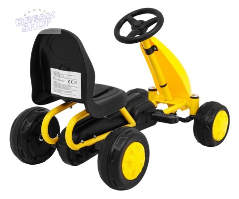 Pierwszy Gokart na pedały dla najmłodszych Żółty + Napęd łańcuchowy + Koła z gumą Pierwszy Gokart na pedały dla najmłodszych Żółty + Napęd łańcuchowy + Koła z gumą
