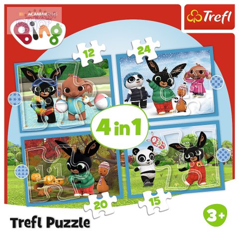 Puzzle - "4w1 (12, 15, 20, 24)" - Wesoły Bing Trefl 34631