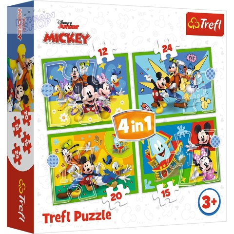Puzzle - "4w1 (12, 15, 20, 24)" - Wśród przyjaciół Myszka Miki Trefl 34616