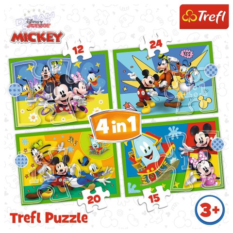 Puzzle - "4w1 (12, 15, 20, 24)" - Wśród przyjaciół Myszka Miki Trefl 34616