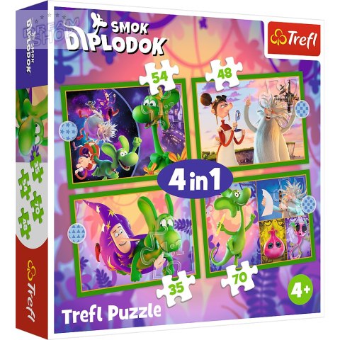 Puzzle - 4w1 Świat Smoka Diplodoka- Human Film Smok Diplodok 34663