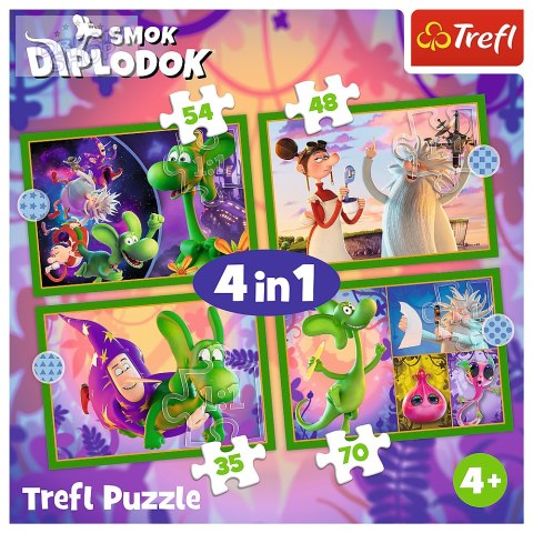 Puzzle - 4w1 Świat Smoka Diplodoka- Human Film Smok Diplodok 34663