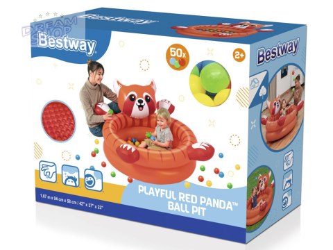 Suchy basen czerwona PANDA z kulkami 107x 94cm Bestway+50 kulek 52702
