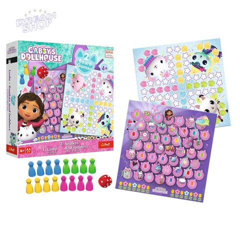 Gra 2w1 Chińczyk - Węże i drabiny Gabbys Dollhouse 2590