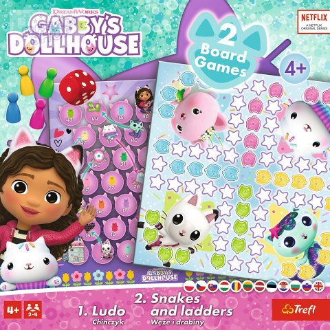 Gra 2w1 Chińczyk - Węże i drabiny Gabbys Dollhouse 2590